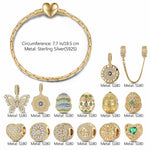 Sterling Silver Easter Egg of Grace Charms Bracelet Set With Enamel In 14K Gold Plated