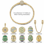 Sterling Silver Easter Treasures Charms Bracelet Set With Enamel In 14K Gold Plated