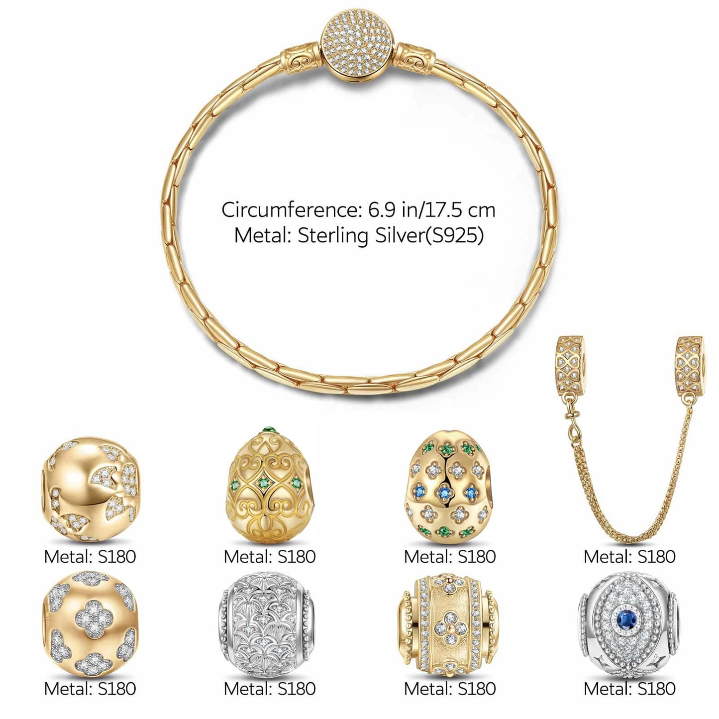 Sterling Silver Hope's Rebirth Charms Bracelet Set, Featuring Dual Plating in 14K Gold and White Gold