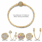 Sterling Silver Unlock the Color Bloom Charms Bracelet Set In 14K Gold Plated