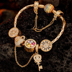 Sterling Silver Unlock the Color Bloom Charms Bracelet Set In 14K Gold Plated