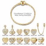 Sterling Silver Eternal Love and Guardian Charms Bracelet Set In 14K Gold Plated