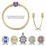 Sterling Silver Fortunate Turns Charms Bracelet Set With Enamel, Featuring Dual Plating in 14K Gold and White Gold