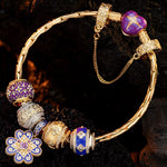 Sterling Silver Fortunate Turns Charms Bracelet Set With Enamel, Featuring Dual Plating in 14K Gold and White Gold