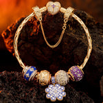 Sterling Silver Fortunate Turns Charms Bracelet Set With Enamel, Featuring Dual Plating in 14K Gold and White Gold