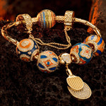 Sterling Silver Dynamic Duo Charms Bracelet Set With Enamel In 14K Gold Plated