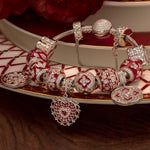 Sterling Silver Eternal Grace Charms Bracelet Set With Enamel In White Gold Plated
