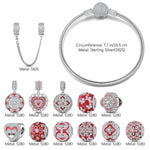 Sterling Silver Eternal Grace Charms Bracelet Set With Enamel In White Gold Plated