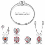 Sterling Silver Love and Light Charms Bracelet Set With Enamel In White Gold Plated