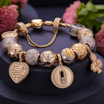 Sterling Silver Steadfast Protector Charms Bracelet Set, Featuring Dual Plating in 14K Gold and White Gold