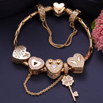Sterling Silver Love to Mom Charms Bracelet Set With Enamel In 14K Gold Plated