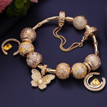 Sterling Silver Warmth in Golden Blooms Charms Bracelet Set In 14K Gold Plated