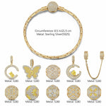 Sterling Silver Warmth in Golden Blooms Charms Bracelet Set In 14K Gold Plated