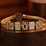 Sterling Silver My Guiding Star Rectangular Charms Bracelet Set In 14K Gold Plated