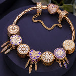 Sterling Silver Dreamy Lullaby Charms Bracelet Set With Enamel In 14K Gold Plated