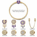 Sterling Silver Dreamy Lullaby Charms Bracelet Set With Enamel In 14K Gold Plated