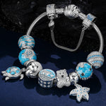 Sterling Silver Return to Nature's Bounty Charms Bracelet Set With Enamel In White Gold Plated