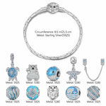 Sterling Silver Return to Nature's Bounty Charms Bracelet Set With Enamel In White Gold Plated
