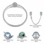 Sterling Silver Ocean Playmates Charms Bracelet Set With Enamel In White Gold Plated