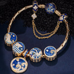 [?As @katstyle42's Pick] Sterling Silver Ocean Conquerors Charms Bracelet Set With Enamel In 14K Gold Plated