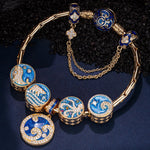 [?As @katstyle42's Pick] Sterling Silver Ocean Conquerors Charms Bracelet Set With Enamel In 14K Gold Plated