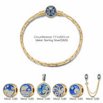 [?As @katstyle42's Pick] Sterling Silver Ocean Conquerors Charms Bracelet Set With Enamel In 14K Gold Plated