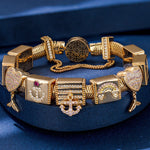 Sterling Silver Enchanted Undersea Rectangular Charms Bracelet Set In 14K Gold Plated