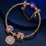Sterling Silver Majestic Triumphal Arch Charms Bracelet Set With Enamel In 14K Gold Plated