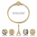 Sterling Silver Dreamy Kaleidoscope Charms Bracelet Set With Enamel In 14K Gold Plated