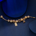 Sterling Silver Golden Paris Charms Bracelet Set In 14K Gold Plated
