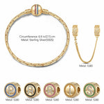 Sterling Silver Paris Soul Charms Bracelet Set In 14K Gold Plated