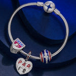 Sterling Silver Romance Magic Charms Bracelet Set With Enamel In White Gold Plated