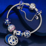 Sterling Silver Majestic Silhouette Charms Bracelet Set With Enamel In White Gold Plated