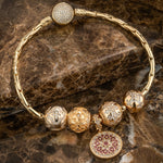 Sterling Silver Cascading Sunlight Charms Bracelet Set With Enamel In 14K Gold Plated