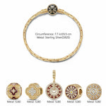 Sterling Silver Regal and Luxurious Charms Bracelet Set With Enamel In 14K Gold Plated