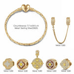 Sterling Silver Dazzling Windows Charms Bracelet Set With Enamel In 14K Gold Plated