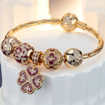 Sterling Silver Stained Window Charms Bracelet Set With Enamel In 14K Gold Plated