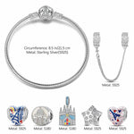 Sterling Silver Vibrant Array Charms Bracelet Set With Enamel In White Gold Plated