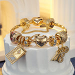 Sterling Silver Chase Dreams Charms Bracelet Set With Enamel In 14K Gold Plated
