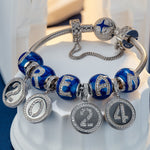 Sterling Silver Dreams' Beginnings Charms Bracelet Set With Enamel In White Gold Plated