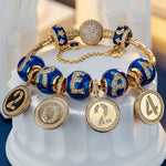 Sterling Silver Dreams' Beginnings Charms Bracelet Set With Enamel In 14K Gold Plated