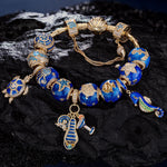 Sterling Silver Ocean Getaway Charms Bracelet Set With Enamel In 14K Gold Plated