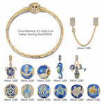 Sterling Silver Ocean Getaway Charms Bracelet Set With Enamel In 14K Gold Plated