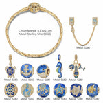 Sterling Silver Ocean Getaway Charms Bracelet Set With Enamel In 14K Gold Plated