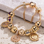 Sterling Silver Bright Smiles Charms Bracelet Set In 14K Gold Plated
