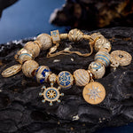 Sterling Silver Adventure Awaits Charms Bracelet Set With Enamel In 14K Gold Plated