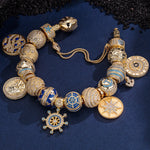 Sterling Silver Adventure Awaits Charms Bracelet Set With Enamel In 14K Gold Plated