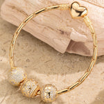 Sterling Silver Twinkling Star Charms Bracelet Set In 14K Gold Plated
