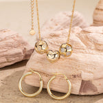 Sterling Silver Full of Love Charms Necklace and Earrings Set In 14K Gold Plated