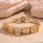 Sterling Silver Unlimited Love Rectangular Charms Bracelet Set With Enamel In 14K Gold Plated